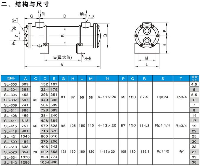 SL型水冷列管式油冷却器